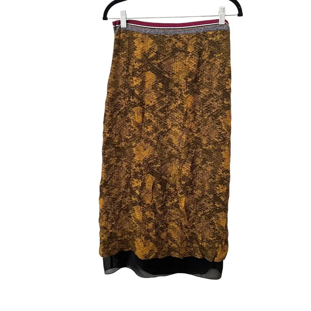 SAYLOR Snake Print Midi Skirt‎ Yellow Medium